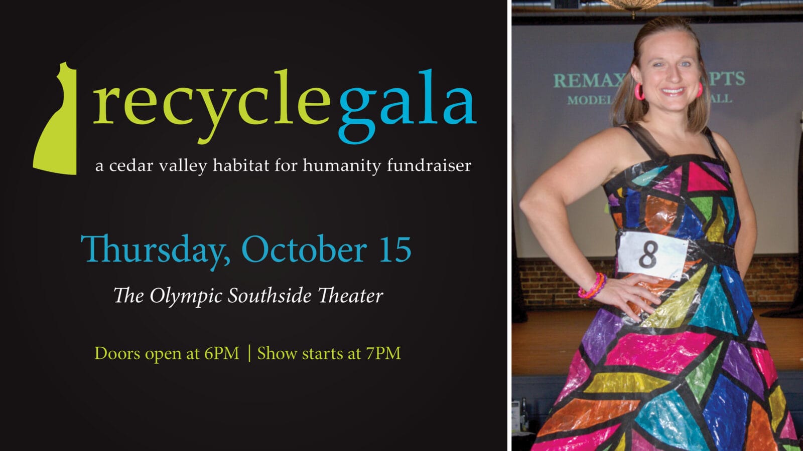 Cedar Valley Habitat for Humanity Recycle Gala fundraiser event poster featuring a participant