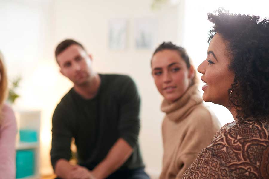 People participating in a group discussion